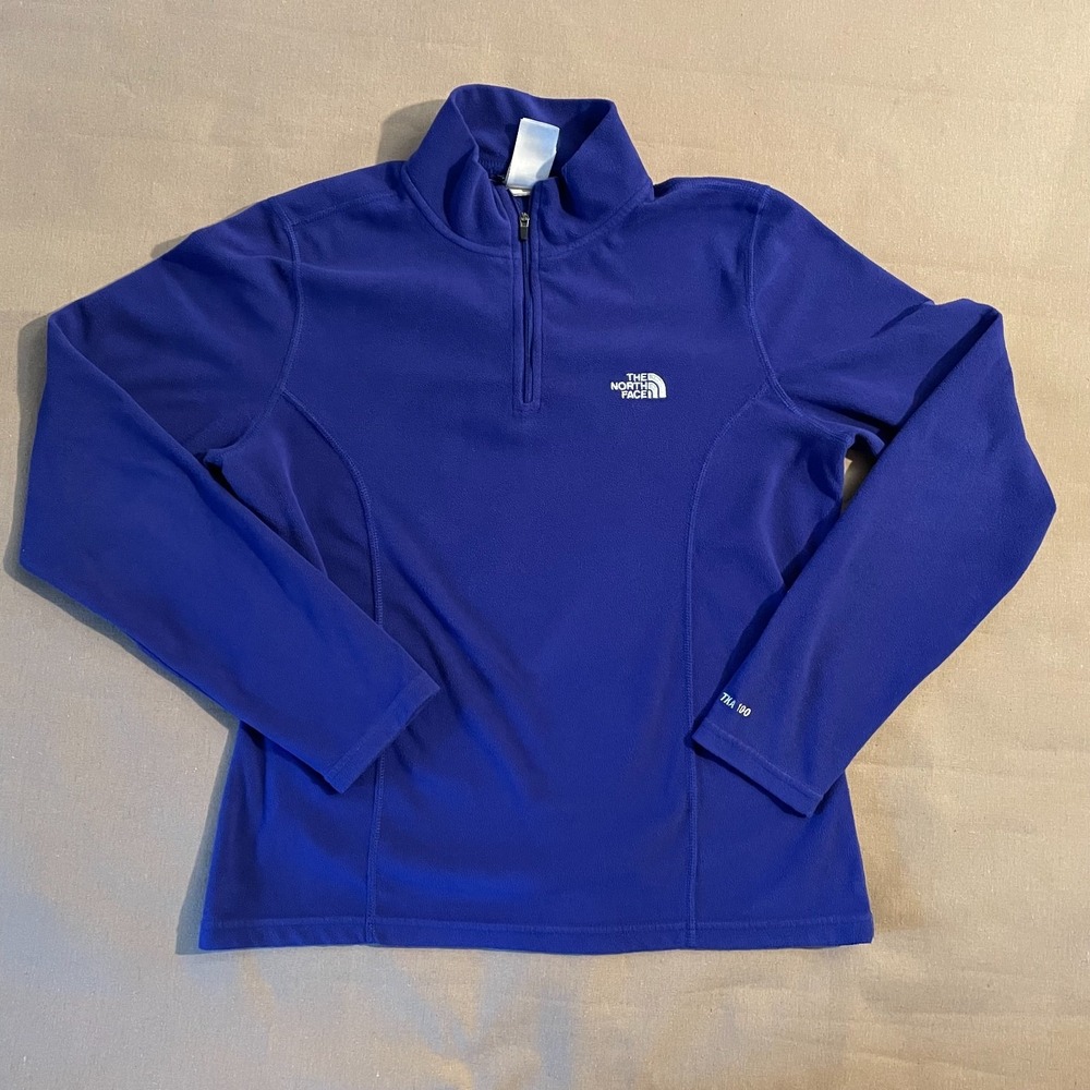 North Face TKA 100 Fleece 1/4 Zip Women's M Blue Gorpcore Hiking Lightweight